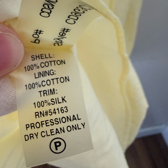 Butter Yellow Sundress Calvin Klein Womens 4 - Eyelet Pleated Cotton Cottagecore - Picture 10 of 16